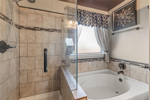 bathroom with plus walk in shower