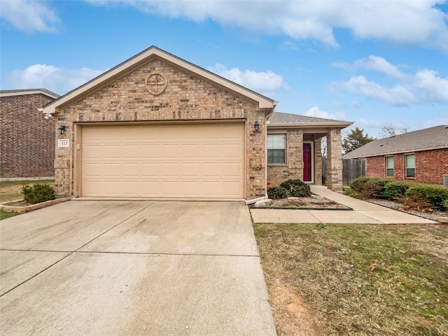 single story home with a garage