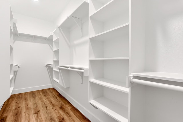 spacious closet featuring light hardwood / wood-style floors