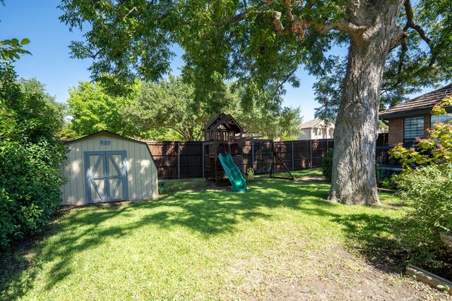 view of yard with a playground