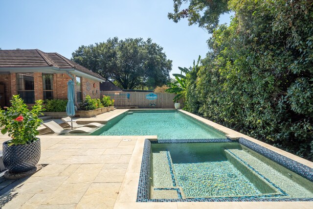 view of swimming pool with a patio area