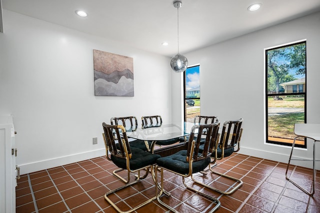 view of tiled dining area