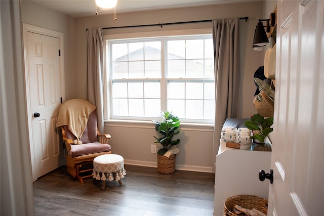 living area featuring hardwood / wood-style flooring