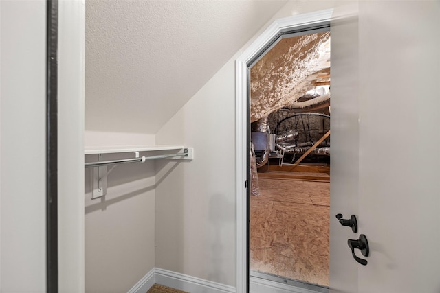 spacious closet with vaulted ceiling