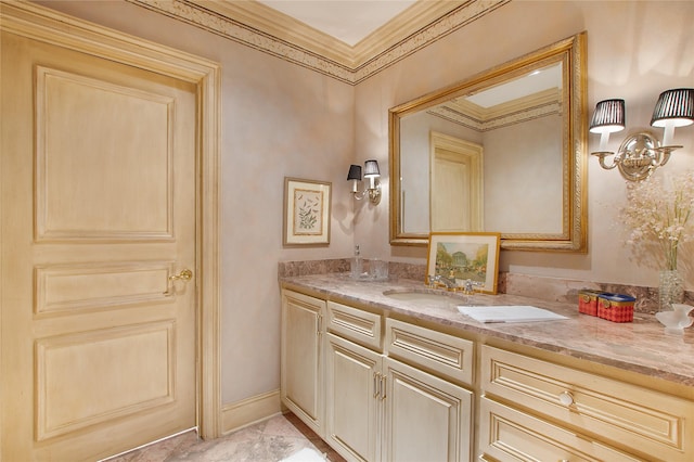 8181 Douglas Ave Unit 800, Dallas, TX 75225 - bathroom with vanity and ornamental molding