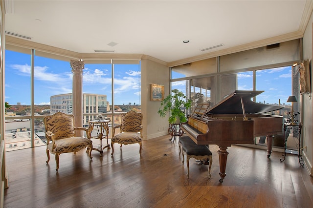 sitting room featuring crown molding and a wealth of natural light