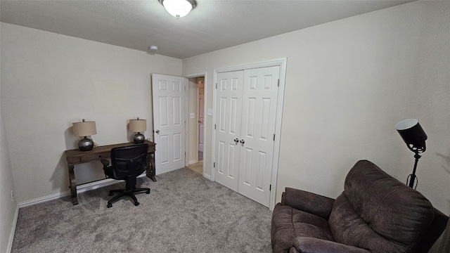 view of carpeted home office