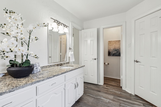 bathroom featuring hardwood / wood-style floors and vanity