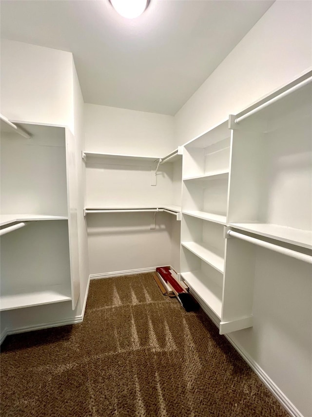 spacious closet with dark carpet