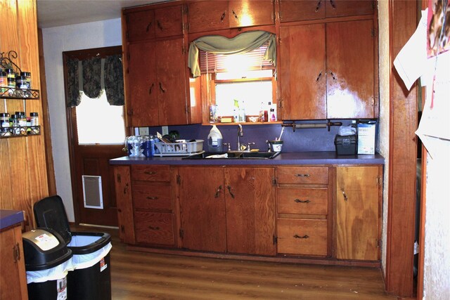 kitchen featuring sink and dark hardwood / wood-style floors