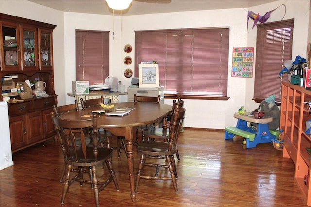 dining area featuring dark hardwood / wood-style floors