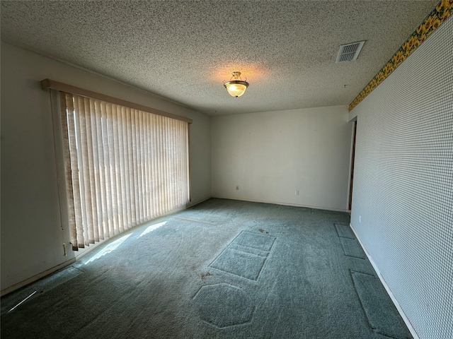 empty room featuring carpet and a textured ceiling