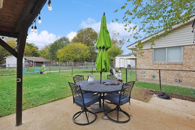 view of patio / terrace featuring a trampoline