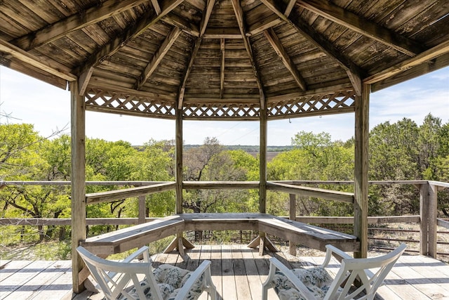 wooden deck with a gazebo