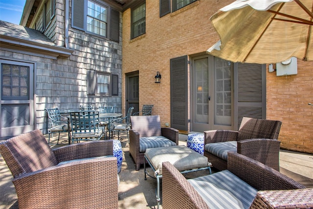 view of patio featuring french doors