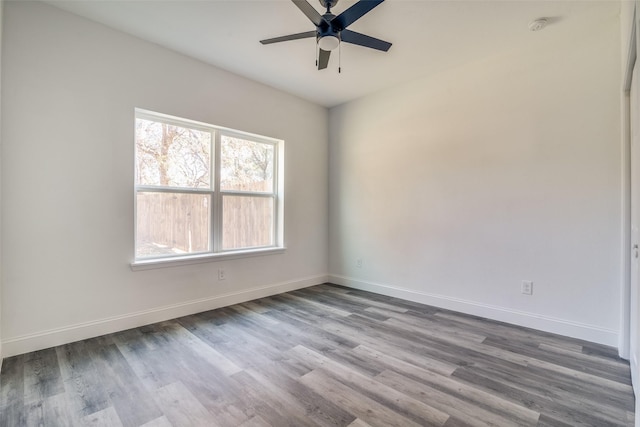 unfurnished room featuring ceiling fan and light hardwood / wood-style floors