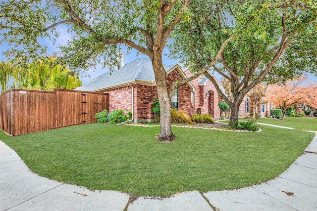 view of front of home with a front lawn