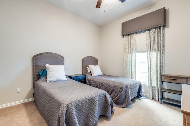 bedroom with carpet flooring and ceiling fan