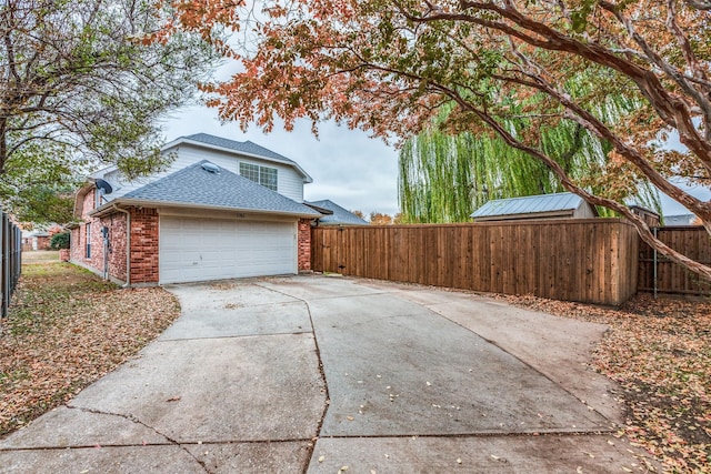 view of property exterior with a garage