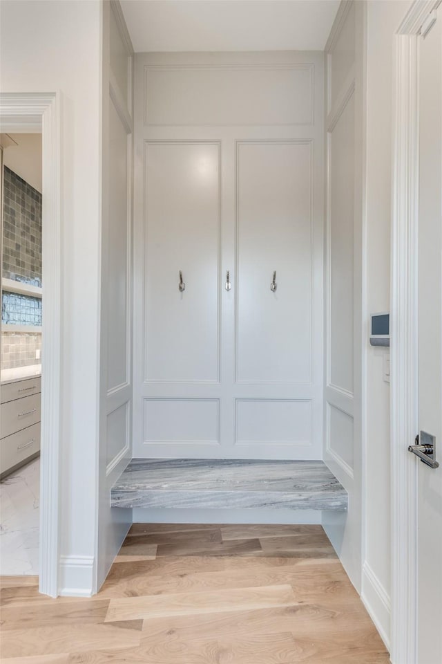 mudroom featuring light hardwood / wood-style floors