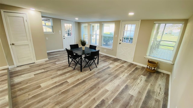 dining area featuring light hardwood / wood-style floors