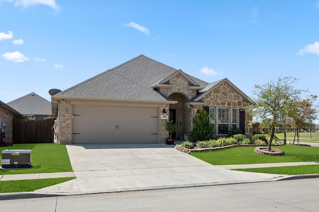 view of front of property featuring a garage and a front yard