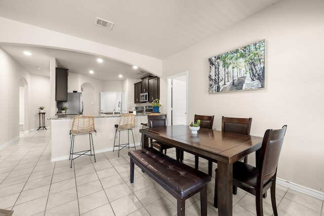 view of tiled dining room