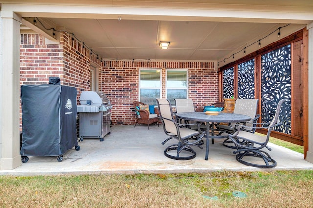 view of patio / terrace featuring a grill