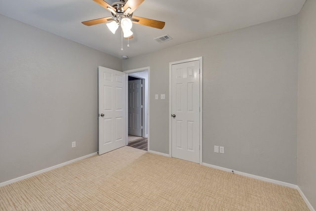 unfurnished bedroom with ceiling fan