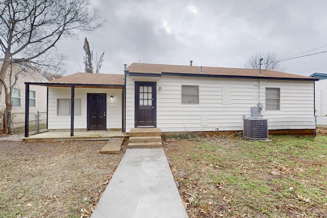 view of front of home with central AC unit