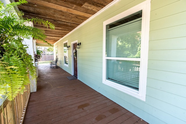 deck featuring a porch