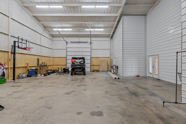 garage featuring metal wall