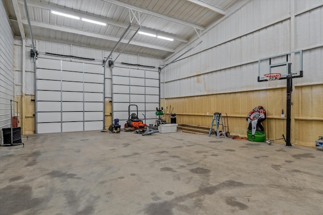 garage featuring metal wall