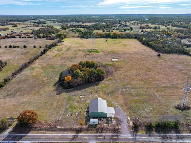 aerial view featuring a rural view