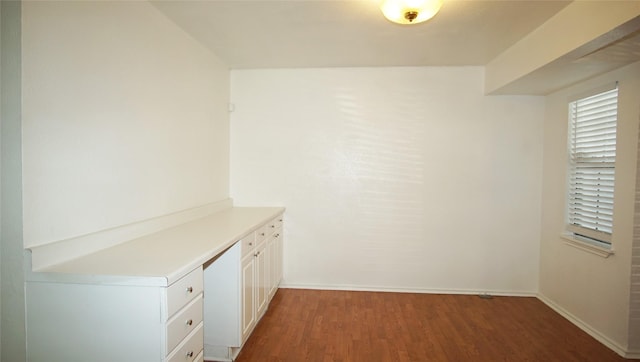 interior space with dark hardwood / wood-style floors