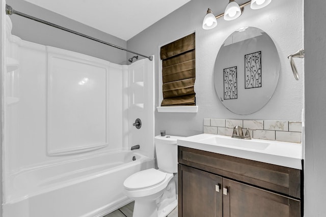 full bathroom with vanity, shower / bathing tub combination, and toilet