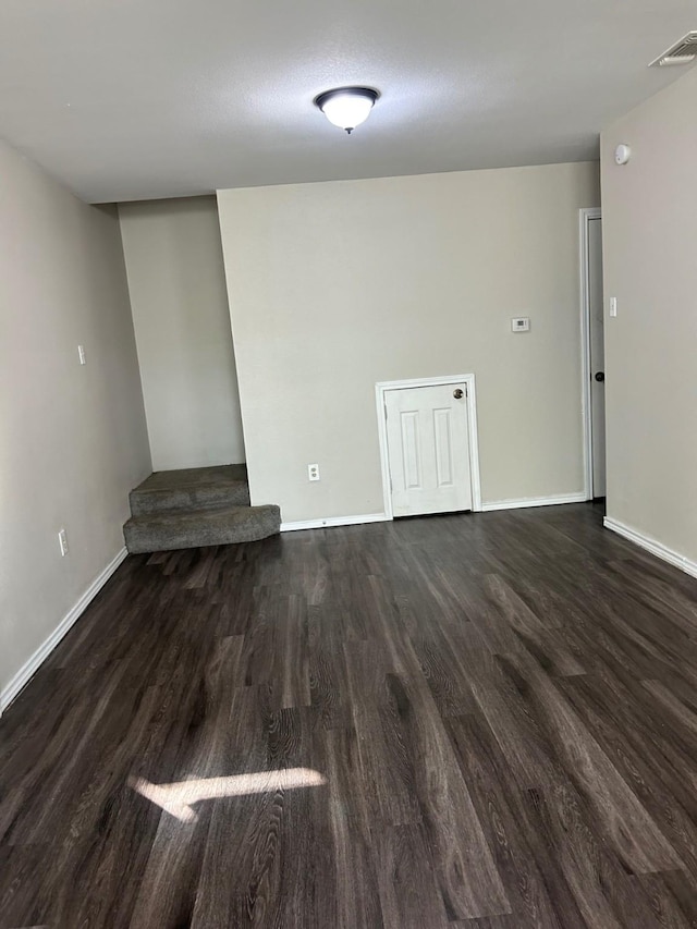 unfurnished living room featuring dark hardwood / wood-style flooring