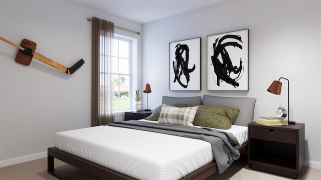 carpeted bedroom featuring multiple windows