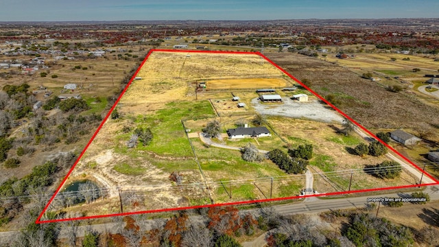 737 Green Branch Rd, Weatherford, TX 76085 - aerial view of sparsely populated area featuring property parcel outlined