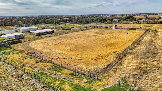 aerial view featuring a rural view