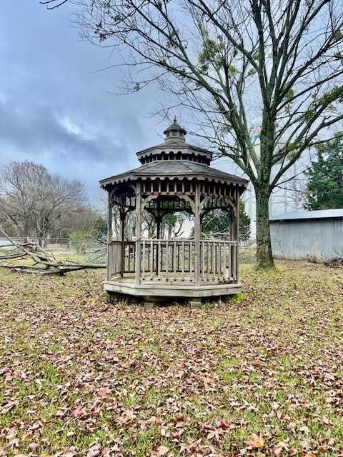 exterior space featuring a gazebo