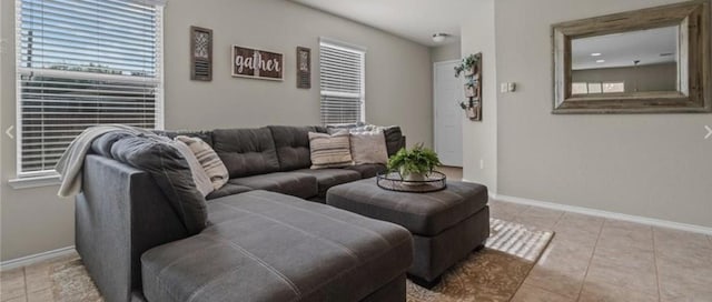 view of tiled living room