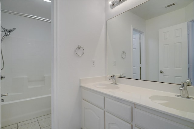 bathroom featuring tile patterned floors, vanity, and shower / bathing tub combination