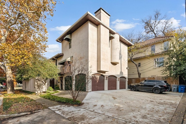 exterior space featuring a garage