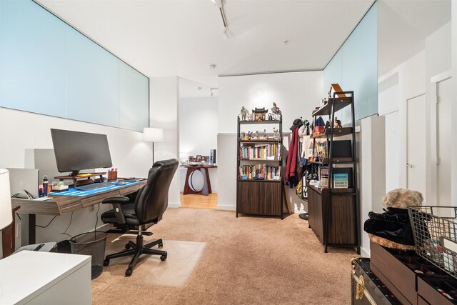 bedroom with ceiling fan and carpet floors