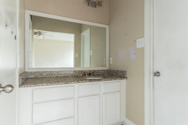 bathroom with vanity and ceiling fan