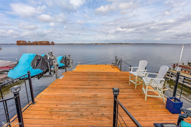 view of dock featuring a water view