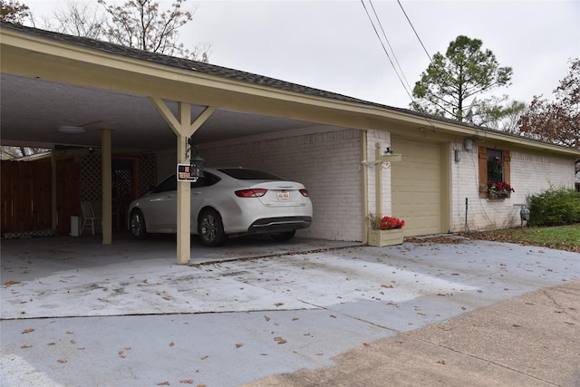 view of vehicle parking featuring a carport