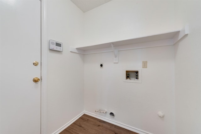 laundry room featuring hookup for a gas dryer, hookup for an electric dryer, washer hookup, and hardwood / wood-style flooring