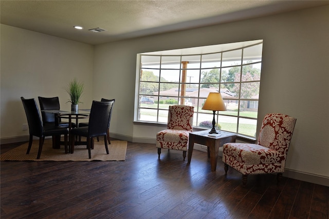 sitting room featuring a healthy amount of sunlight and dark wood-type flooring